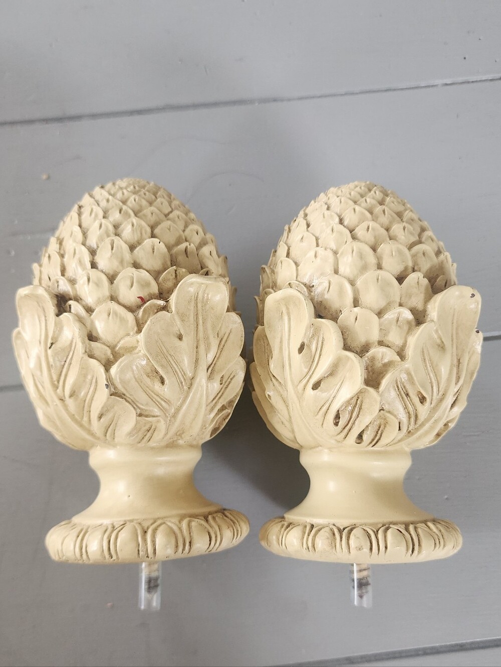 TRAX Pinecone Decorative Drapery Hardware Finials Curtain Rod Ends BFN9 Cream